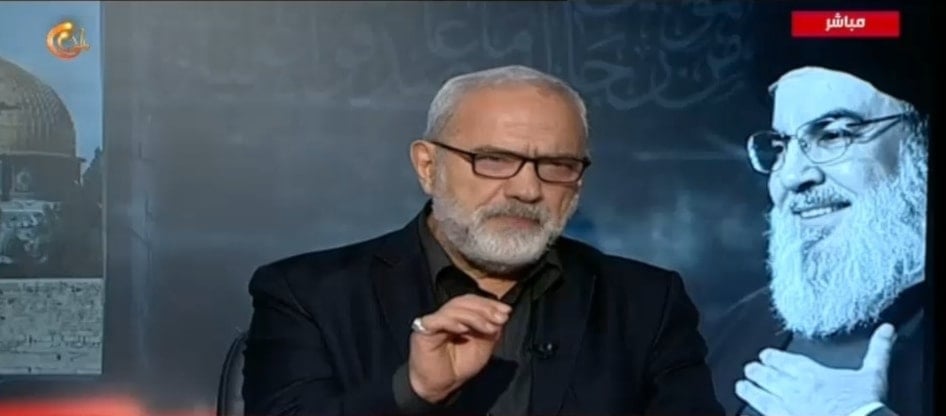 Hezbollah political council member Mahmoud Qomati during an interview with Al Mayadeen on September 30, 2024 (Screengrab)