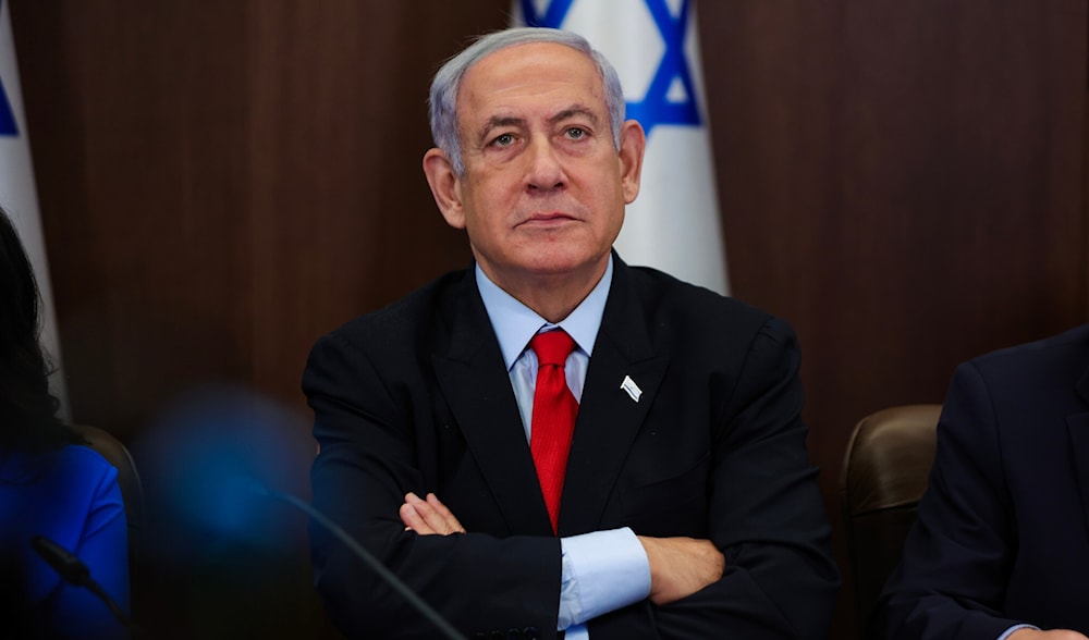 Prime Minister Benjamin Netanyahu attends a weekly cabinet meeting in the Prime Minister's Office on July 30, 2023. (AFP)