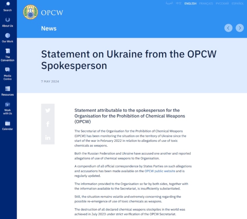 OPCW statement on Ukraine