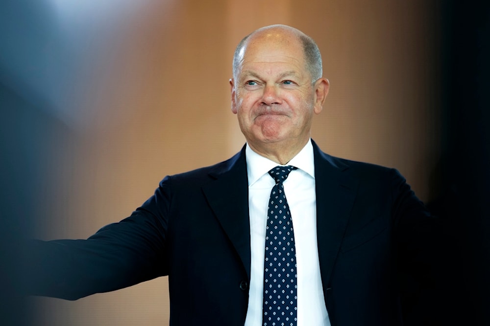 German Chancellor Olaf Scholz leads the cabinet meeting of the German government at the chancellery in Berlin, Germany, Wednesday, Sept. 4, 2024. (AP Photo/Markus Schreiber)