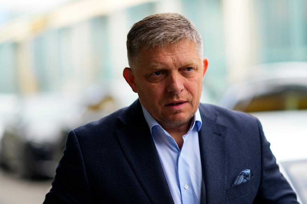 Chairman of SMER-Social Democracy party Robert Fico arrives at his party's headquarters in Bratislava, Slovakia, Sunday, Oct. 1, 2023. (AP)