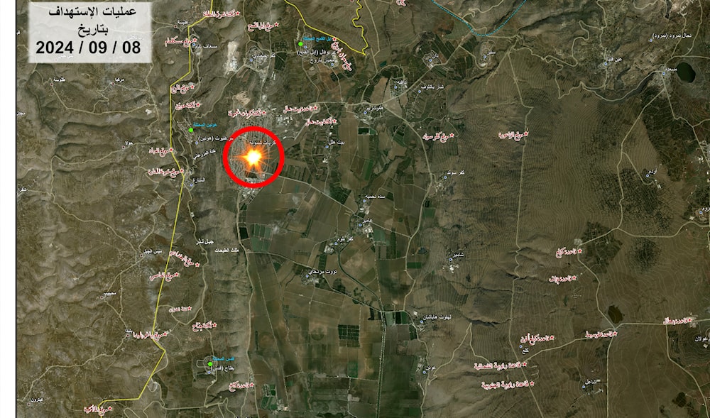 Hezbollah shares a map of the Kiryat Shmona settlement, pinpointing its recent operation on September 8, 2024. (Resistance Media)