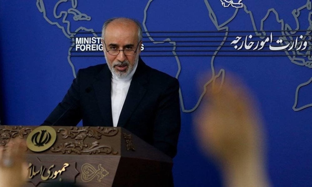 An undated image of the Iranian foreign ministry spokesperson Nasser Kanani during a press briefing in Tehran, Iran. (IRNA)