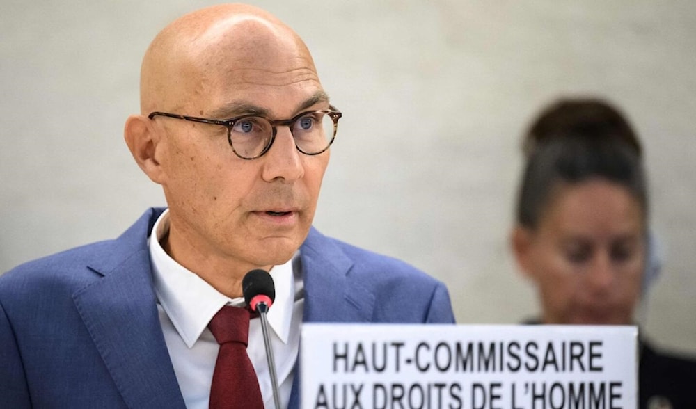 United Nations High Commissioner for Human Rights Volker Turk delivers a speech at the opening of the 57th session of the Human Rights Council in Geneva on September 9, 2024. (AFP)