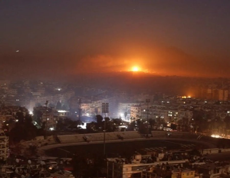  The fire ignited as a result of the Israeli strikes on Misyaf in western Hama, Syria (social media)