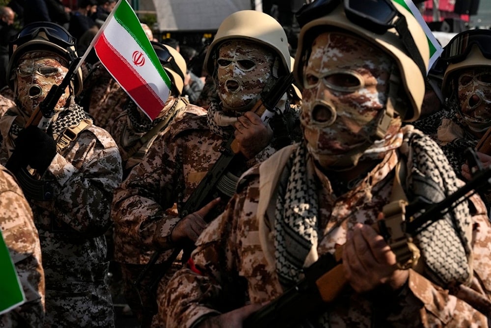 Members of the Iranian Basij paramilitary force attend a force parade in Tehran, Iran, Friday, Jan. 10, 2025 (AP)