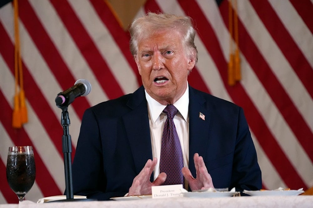 President-elect Donald Trump speaks during a meeting with Republican governors at Mar-a-Lago, Thursday, January 9, 2025, in Palm Beach, Florida (AP)