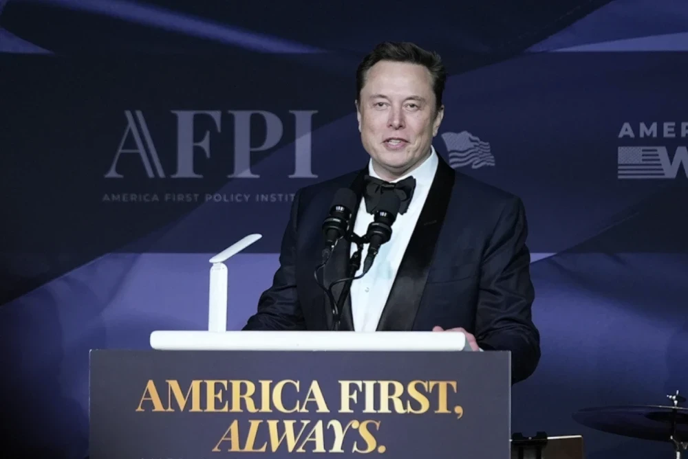 Elon Musk speaks after Donald Trump spoke during an America First Policy Institute gala at his Mar-a-Lago estate, November 14, 2024, in Palm Beach, Florida. (AP)