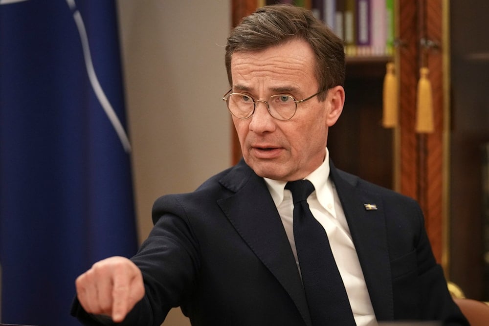 Sweden Prime Minister Ulf Kristersson speaks to the Associated Press during an interview at the Estonian Knighthood House in Tallinn, Estonia, on December 17, 2024. (AP)