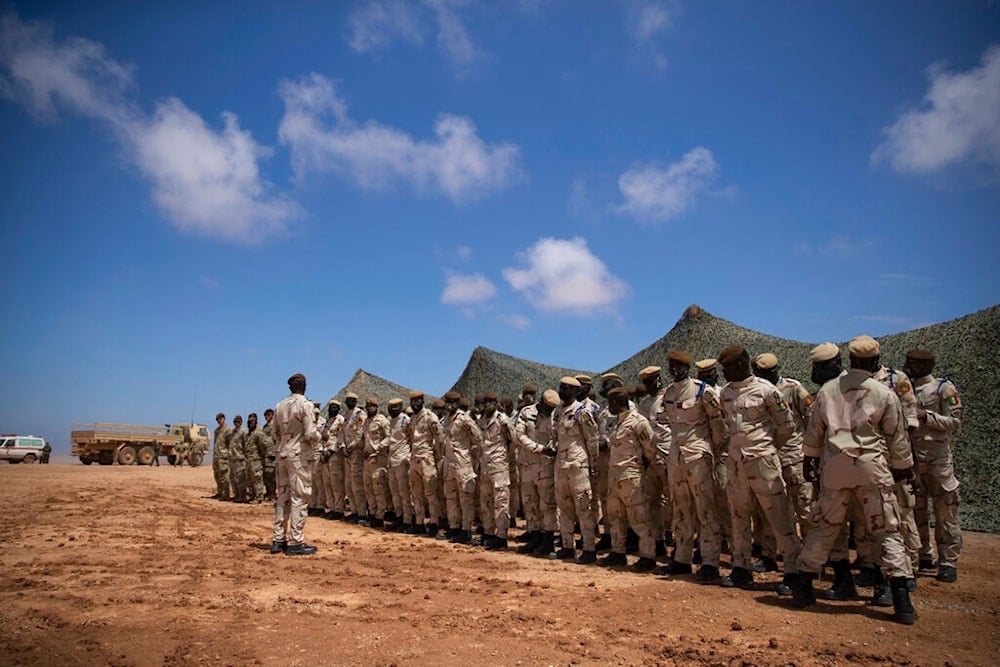 Senegalese soldiers take part in the African Lion military exercise, in Tantan, south of Agadir, Morocco, Friday, June 18, 2021 (AP)