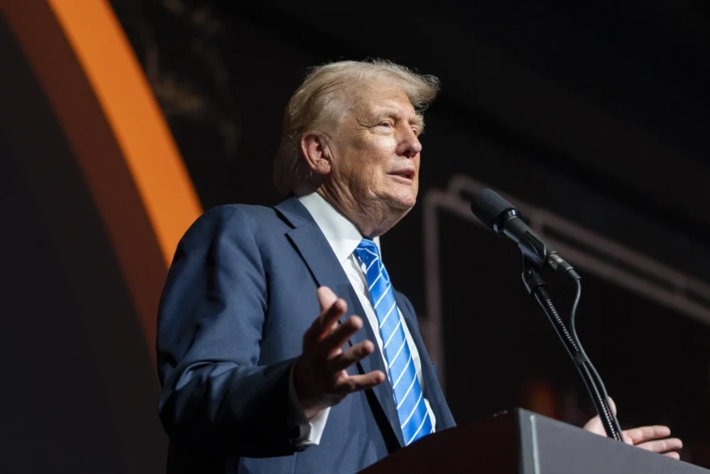 Former President Donald Trump speaks at the 2024 Bitcoin Conference in Nashville, Tenn., on Saturday. (AP)