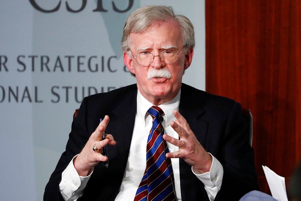 Former US National security adviser John Bolton gestures while speaking at the Center for Strategic and International Studies (CSIS) in Washington, Sept. 30, 2019 (AP)