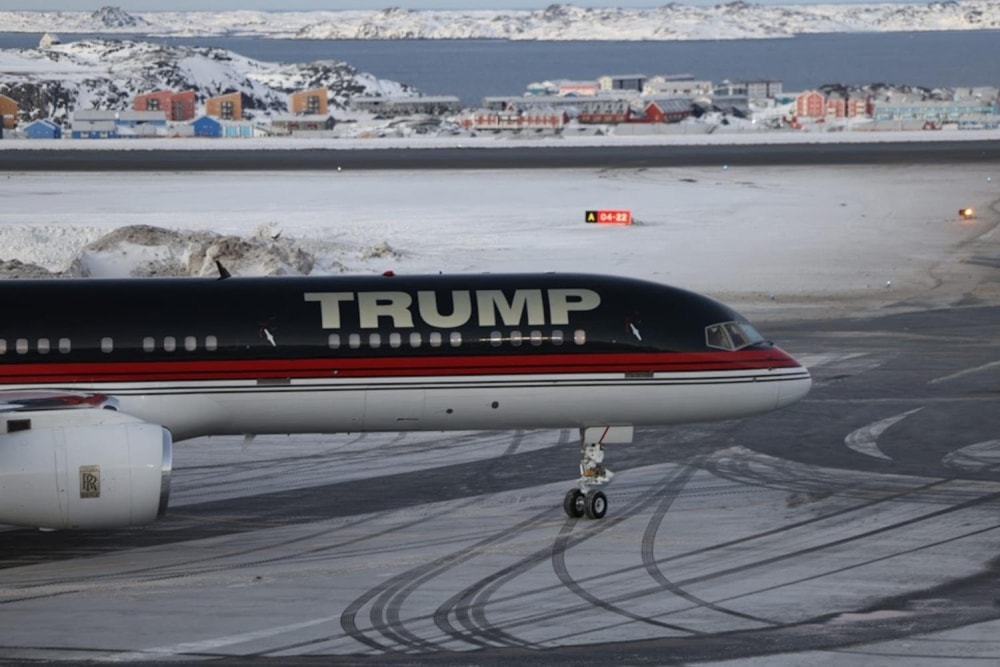 Donald Trump Jr arrives in Nuuk, Greenland on 7 January 2025 abroad a private jet as his father as president-elect talks about the US need to acquire Greenland. (AFP)