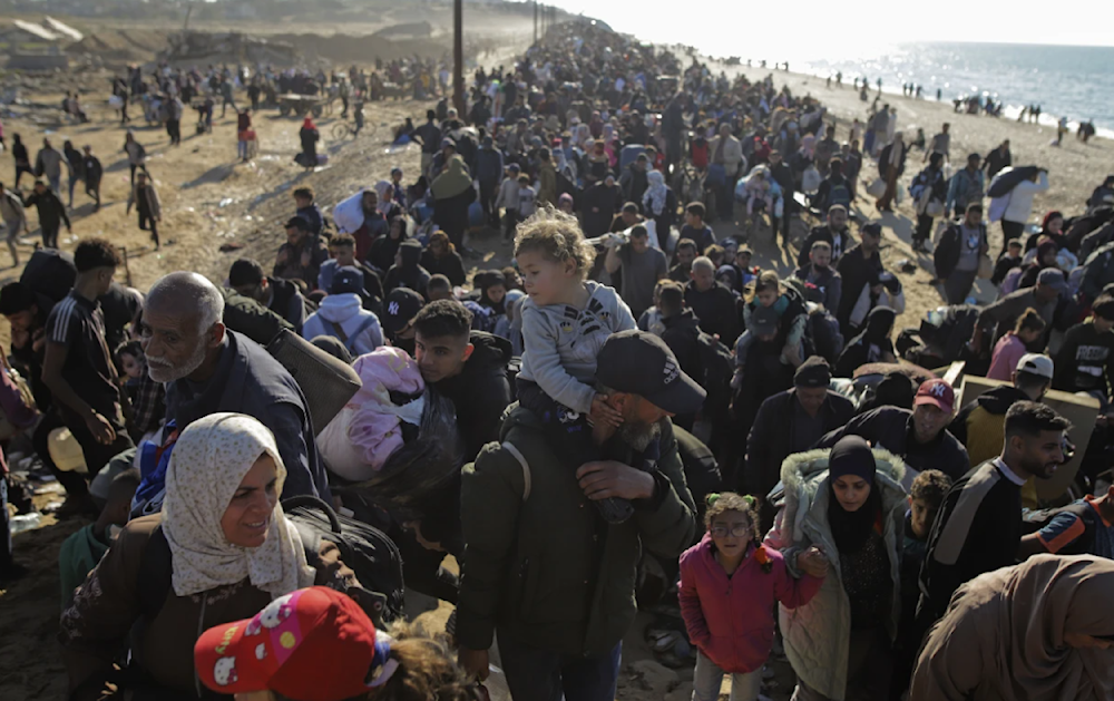 Displaced Palestinians return to their homes in the northern Gaza Strip on January 27, 2025. (AP)