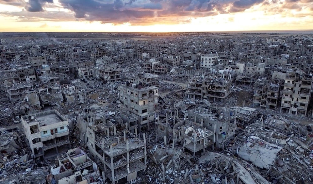 An aerial photograph taken by a drone shows the destruction caused by the Israeli air and ground offensive, in Rafah, Gaza Strip, Friday, Jan. 24, 2025. (AP)