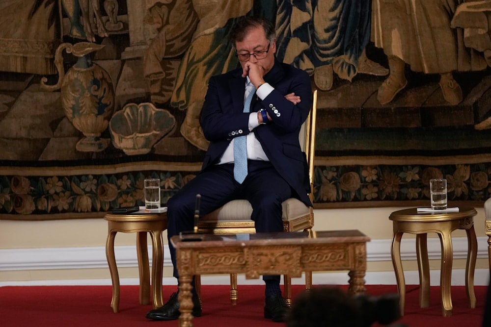 Colombian President Gustavo Petro attends a swearing-in ceremony for the newly appointed attorney general at the Presidential Palace in Bogota, Colombia, on March 22, 2024. (AP)