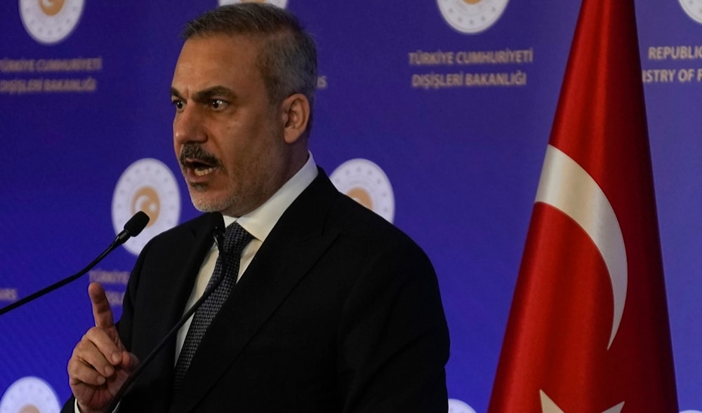 Turkey's Foreign Minister, Hakan Fidan, answers questions from media members during a press conference in Istanbul, Turkiye, Friday, Jan. 10, 2025. (AP)