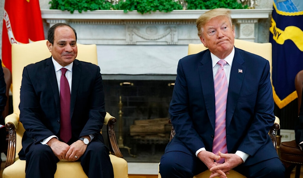  In this April 9, 2019 file photo, President Donald Trump meets with Egyptian President Abdel Fattah el-Sisi in the Oval Office of the White House in Washington. (AP)