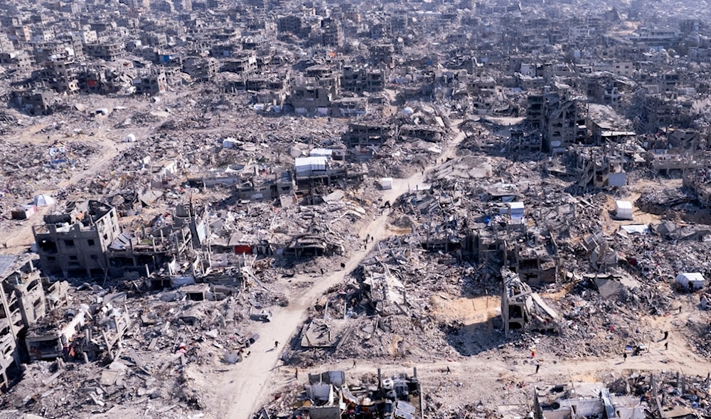 An aerial photograph taken by a drone shows the destruction caused by the Israeli air and ground offensive in Jabaliya, Gaza Strip, Wednesday, Jan. 29, 2025. (AP)