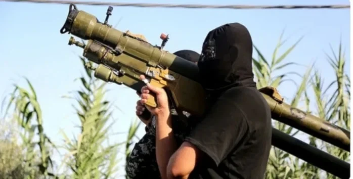 Al-Qassam Brigades fighters  during a military drill in an undisclosed location in the Gaza Strip, undated photo (Al-Qassam Military Media)