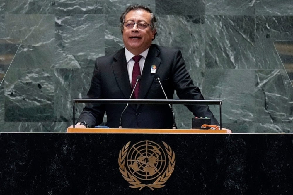 Colombian President Gustavo Petro Urrego addresses the 79th session of the United Nations General Assembly on Tuesday Sept, 24, 2024. (AP)