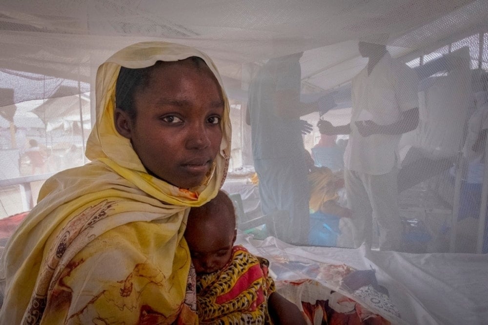 Sudanese children suffering from malnutrition are treated at an MSF clinic in Metche Camp, Chad, near the Sudanese border, Sunday, April 7, 2024. (AP)