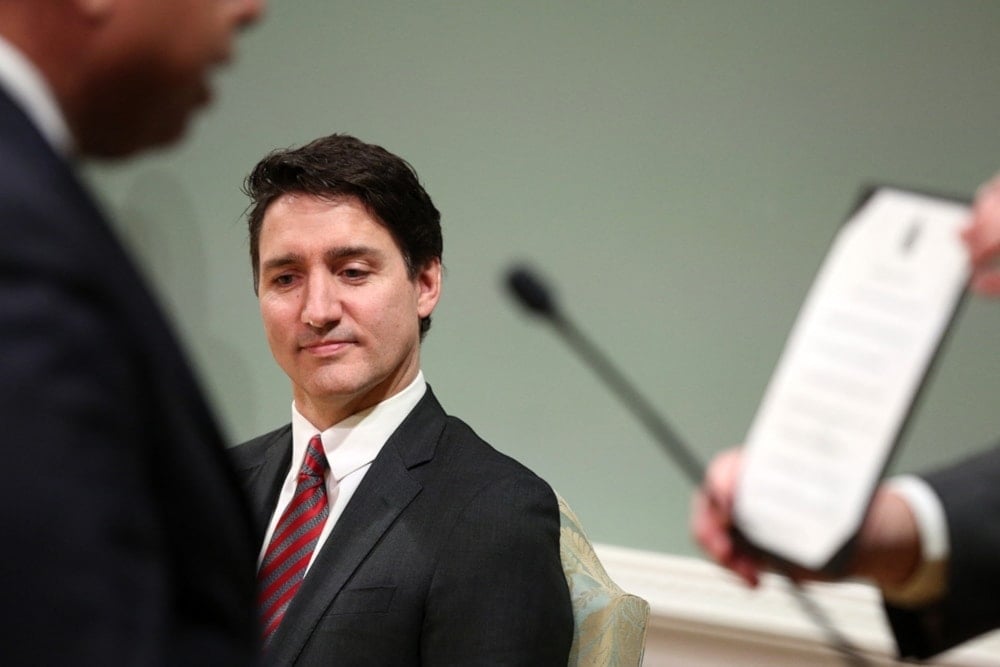 Canadian Prime Minister Justin Trudeau participates in a cabinet swearing-in ceremony at Rideau Hall, on December 20, 2024, in Ottawa, Canada (AFP)