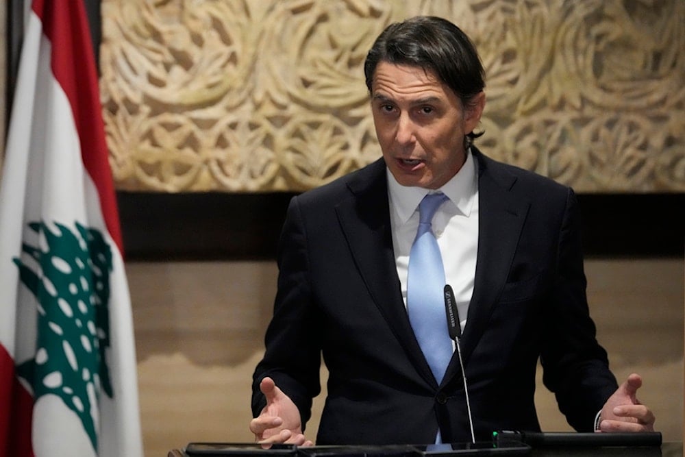 Amos Hochstein, a senior adviser to President Joe Biden, speaks to journalists after his meeting with Lebanese Parliament Speaker Nabih Berri, in Beirut, Lebanon, Monday, January 6, 2025 (AP)