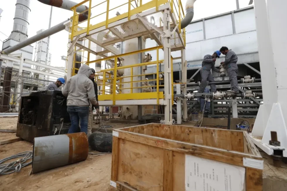 Men work at a gas facility in Homs province, Syria, Wednesday, Nov. 9, 2022. (AP)