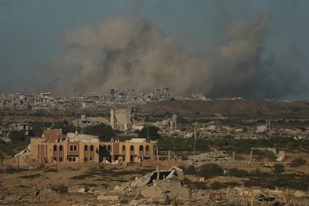 Smoke rises following an Israeli military strike in Gaza City, as seen from the central Gaza Strip, Wednesday, October, 1, 2025 (AP)
