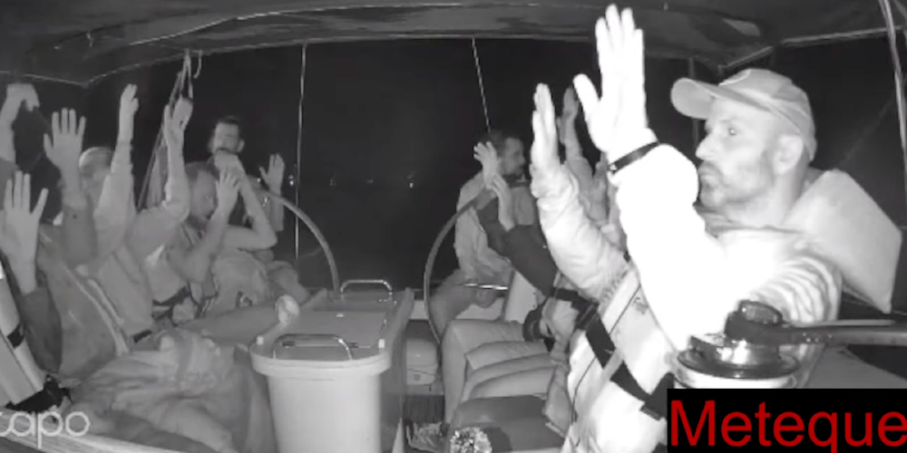 A still from the live broadcast of the Global Sumud Flotilla on October 1, 2025 (Global Sumud Flotilla) 