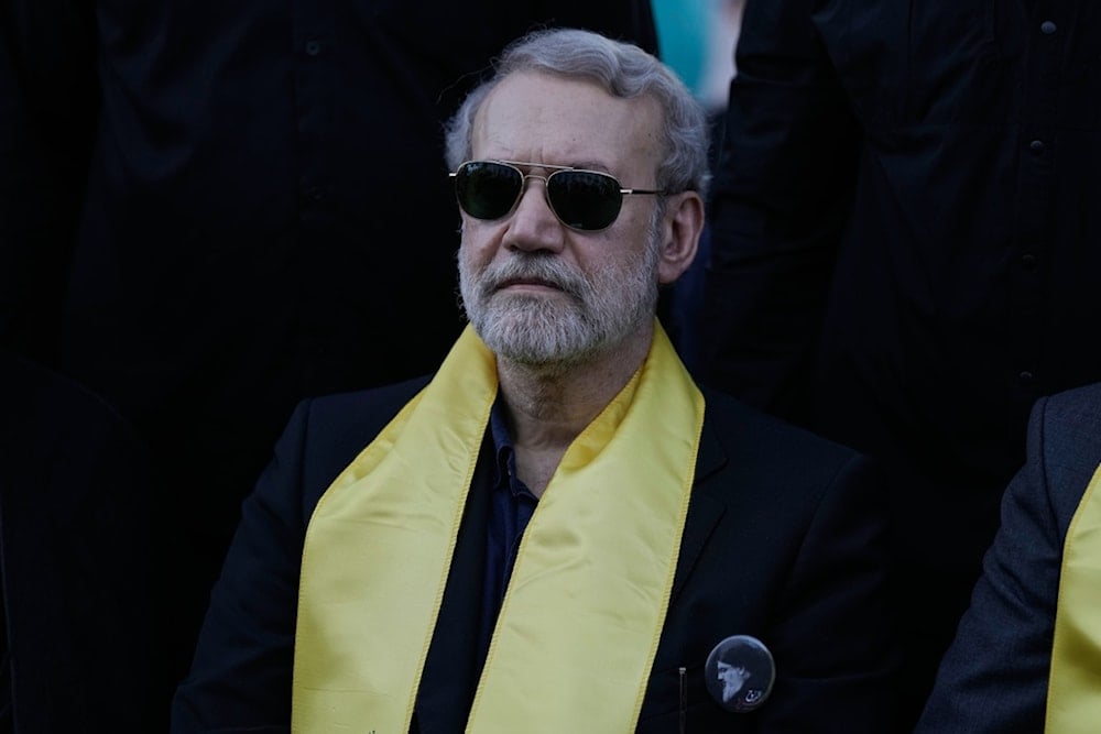 Ali Larijani, secretary of Iran's Supreme National Security Council, attends a ceremony at Hezbollah leader Sayyed Hassan Nasrallah's grave in Beirut, Lebanon, Saturday, September 27, 2025 (AP)