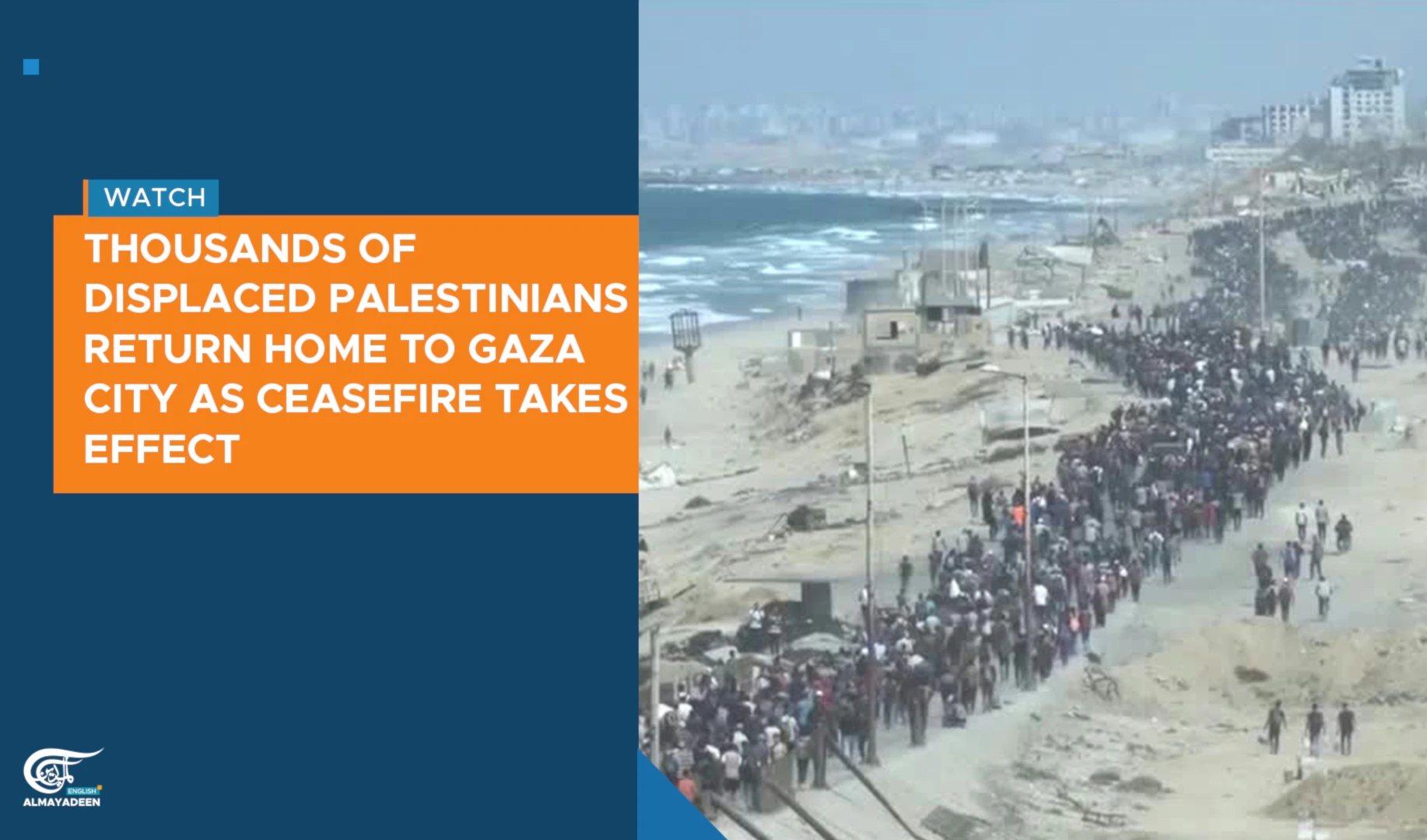 Thousands of displaced Palestinians return home to Gaza City as ceasefire takes effect