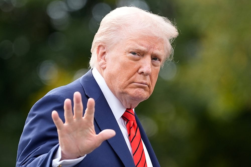 President Donald Trump walks on the South Lawn after arriving on Marine One at the White House, Friday, Oct. 10, 2025, in Washington (AP)