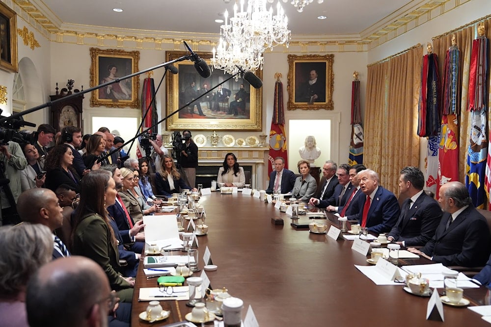 President Donald Trump speaks during a cabinet meeting at the White House, on October 9, 2025, in Washington. (AP Photo/Evan Vucci)