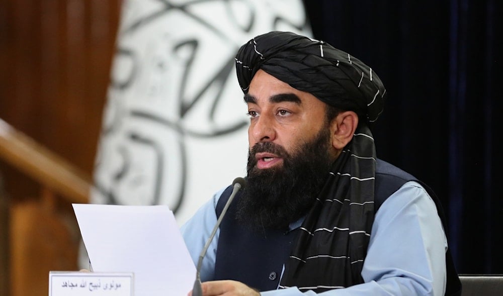 Zabihullah Mujahid, the Taliban government's chief spokesman, speaks during a press conference at the Government Media and Information Center in Kabul, Afghanistan, Sunday, Oct. 12, 2025. (AP)