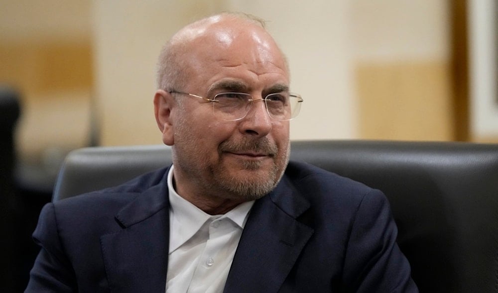Iran's parliament speaker Mohammad Bagher Ghalibaf in Beirut, Lebanon, Saturday, Oct. 12, 2024. (AP)