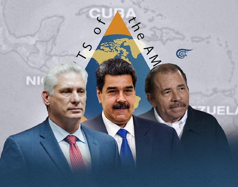 For the ALBA-TCP, this dynamic confirms that the Summit of the Americas is a space “tutored by imperial interests.” (Al Mayadeen English; Illustrated by Zeinab el-Hajj)