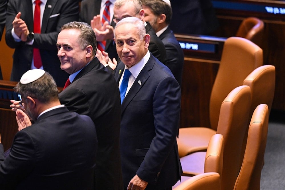 Israeli Prime Minister Benjamin Netanyahu arrives before US President Donald Trump addresses the Knesset, Israel's parliament, Monday, October 13, 2025 in Occupied Al-Quds. (Kenny Holston/The New York Times via AP, Pool)