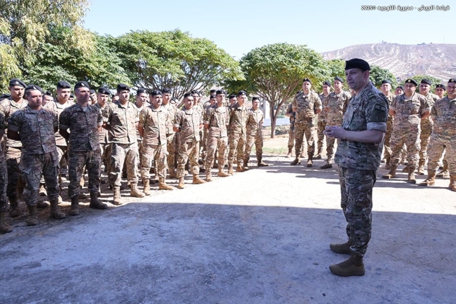 Lebanese Army Commander General Rodolphe Laffan inspecting the command structure of the 10th Infantry Brigade in Kfarskhna-Zgharta on October 13, 2025. (Lebanonese Army)