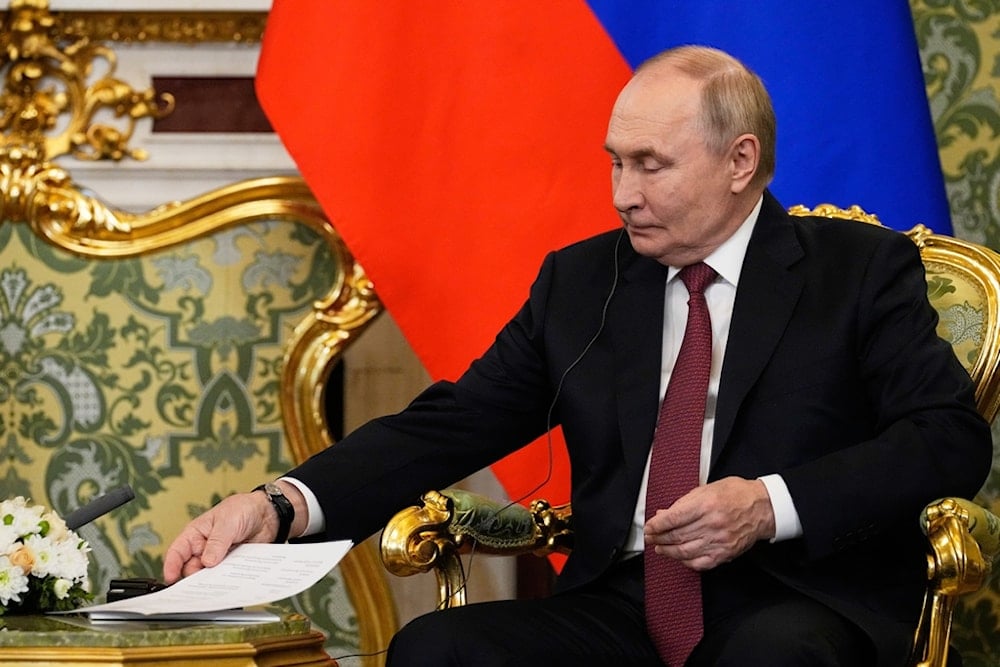 Russian President Vladimir Putin attends a meeting with Syrian interim President Ahmad al-Sharaa at the Grand Kremlin Palace in Moscow, Russia, Wednesday, October 15, 2025 (AP)