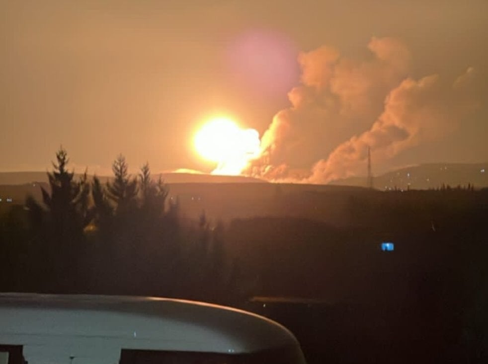 Smoke and fire rises after 'Israel' launched airstrikes on the village of Ansar, Lebanon, October 16, 2025 (social media)