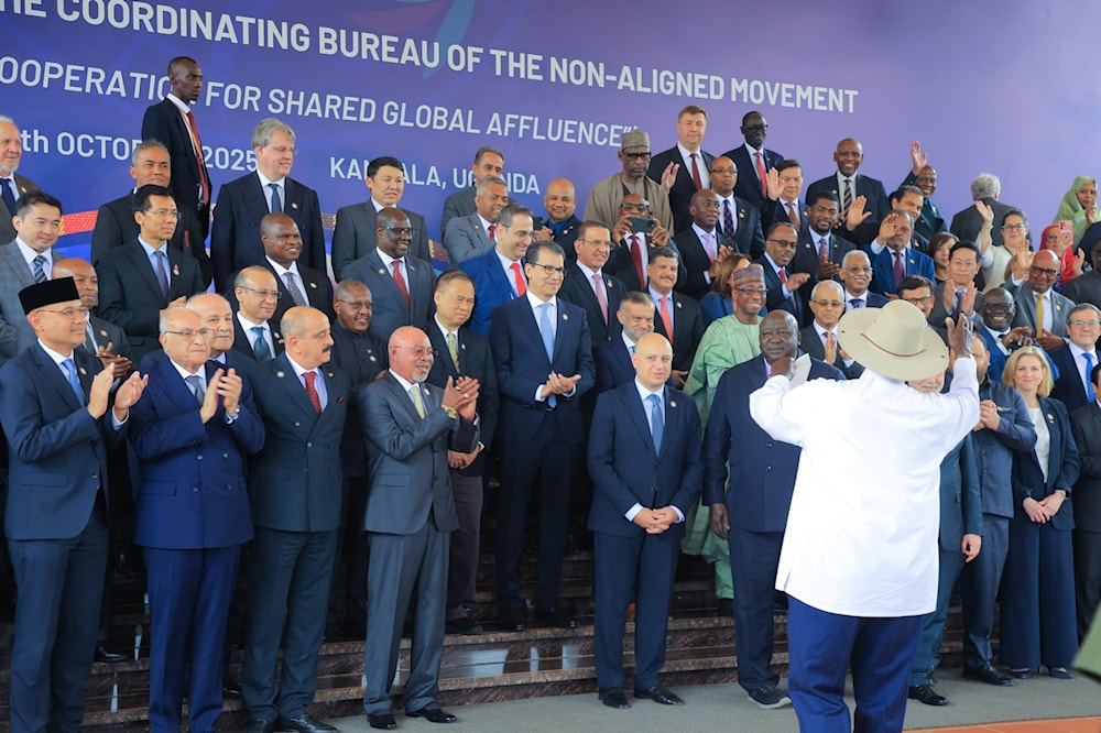 Photo of participants together ahead of a group photo at the 19th Midterm Ministerial Meeting of the Coordinating Bureau of the Non-Aligned Movement (NAM) in Kampala, Uganda, on October 15, 2025. (X/@NAM_Uganda)