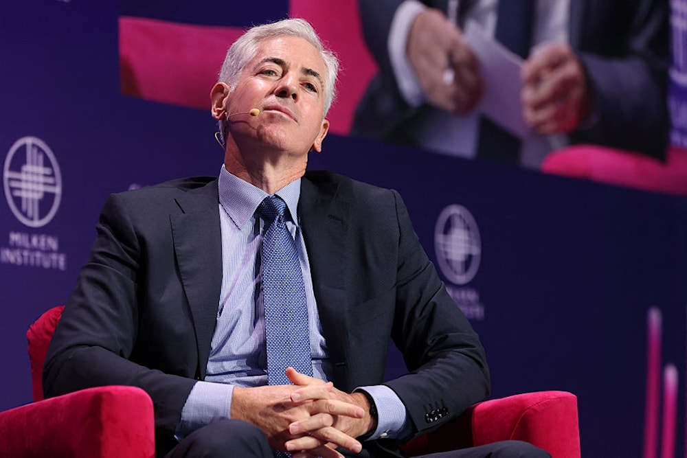 Bill Ackman speaks about higher education and Harvard University at the twenty-eighth annual Milken Institute Global Conference at the Beverly Hilton in Beverly Hills, California, on May 6, 2025. (Patrick T. Fallon / AFP via Getty Images)