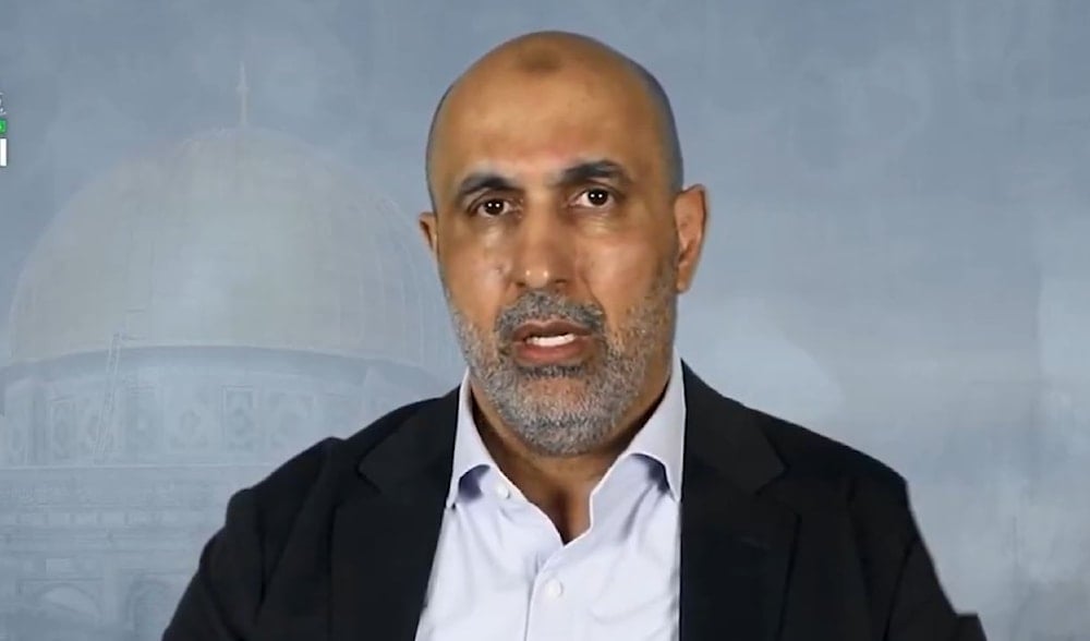 Head of Hamas in the West Bank Zahir Jabarin, during a televised address, West Bank, Occupied Palestine, October 16, 2025 (social media)