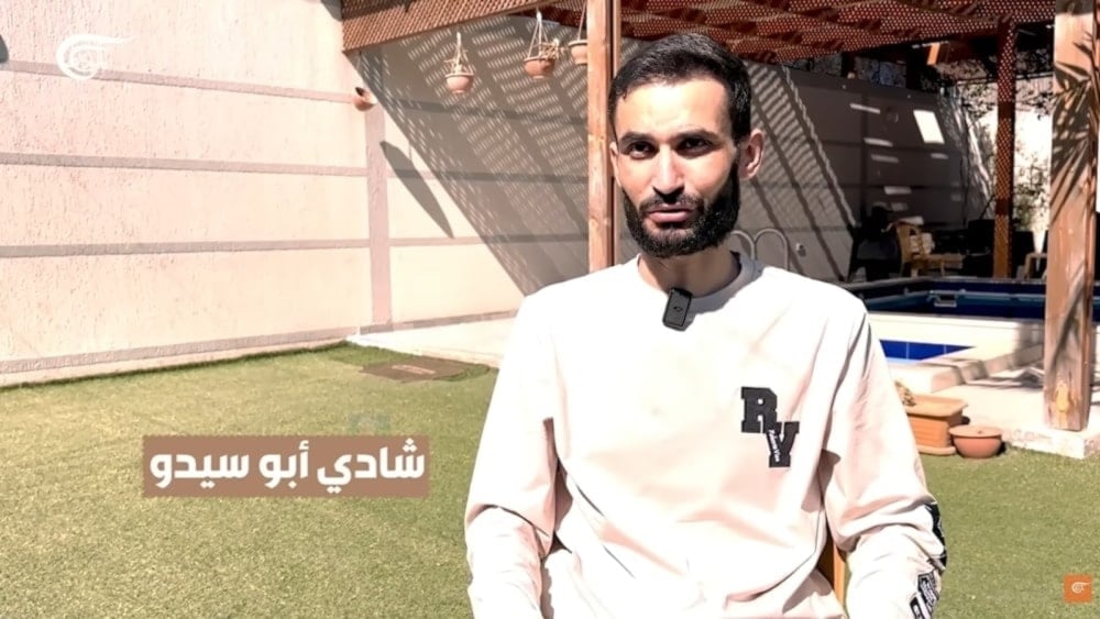 Freed journalist Shadi Abu Sido during an interview with Al Mayadeen, which aired on October 18, 2025 (Screengrab)