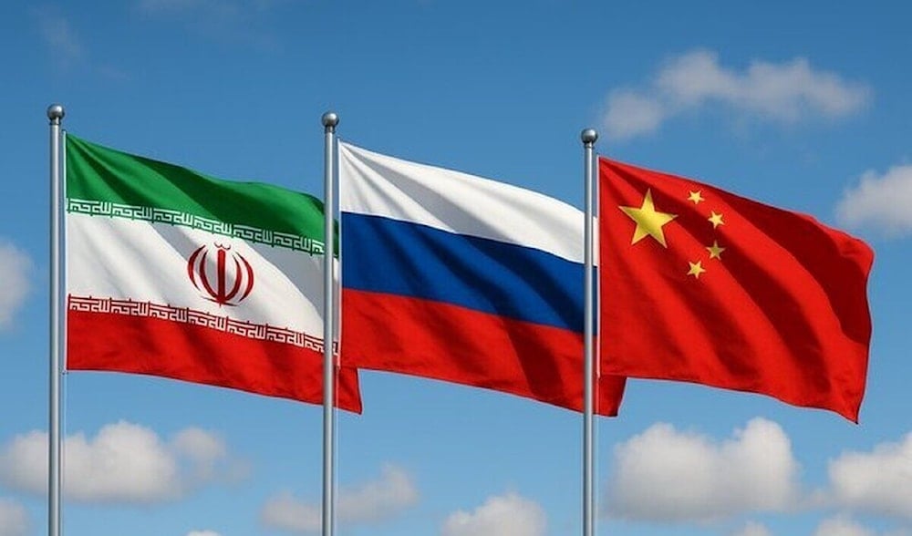 Flags of Iran, Russia, and China (IRNA)