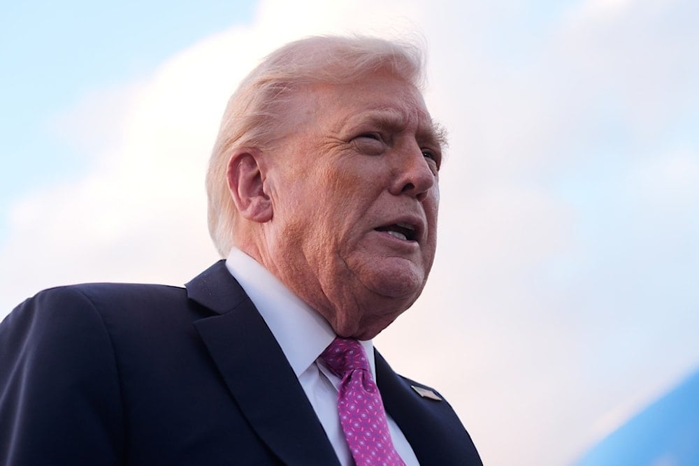 President Donald Trump speaks to reporters after arriving on Air Force One, Friday, October. 17, 2025, at Palm Beach International Airport in West Palm Beach, Fla. (AP Photo/Mark Schiefelbein)