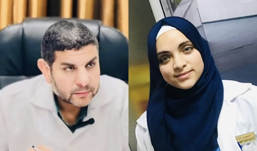 Dr. Marwan al-Hams and his daughter, nurse Tasneem al-Hams, both of whom have been abducted by Israeli occupation forces rom Gaza (Social Media)