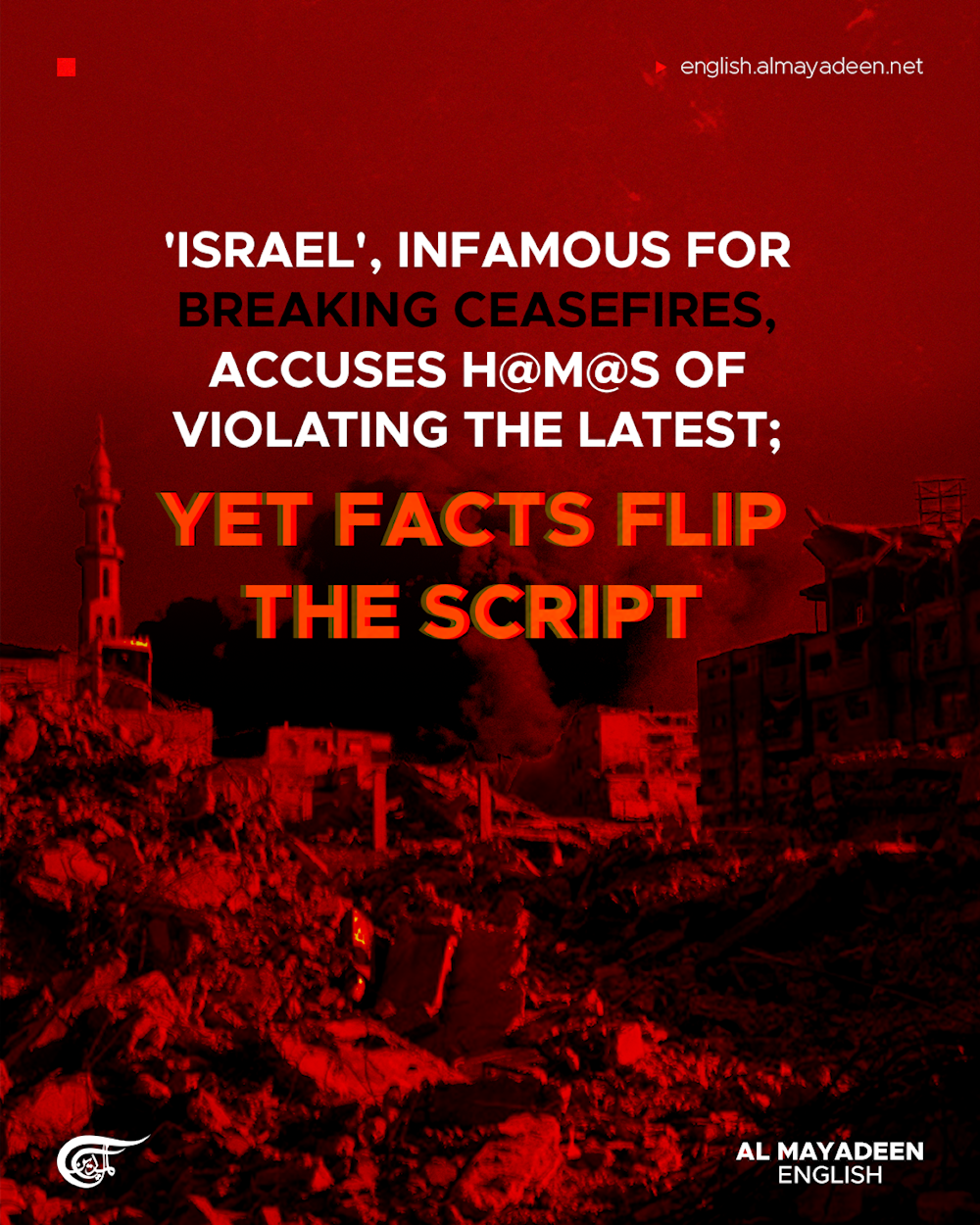 'Israel', infamous for breaking ceasefires, accuses Hamas of violating the latest; yet facts flip the script